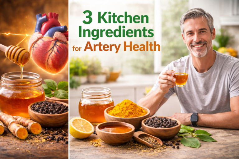natural ingredients honey turmeric and black pepper for heart and artery health