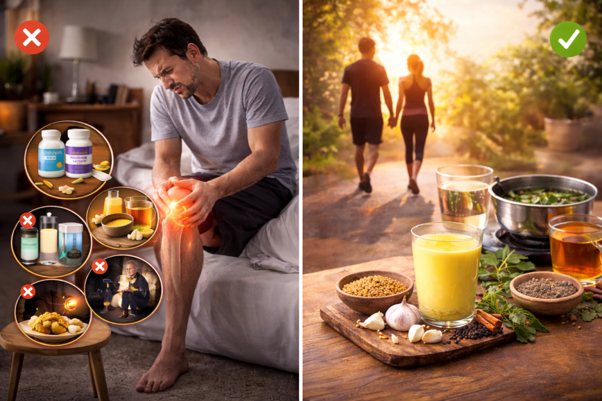 Middle-aged person holding knee in pain highlighting joint stiffness after 40